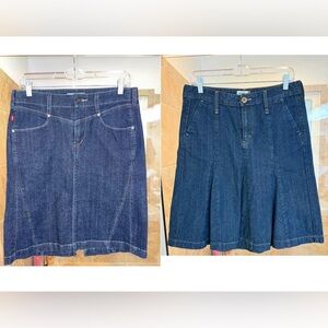 2-Levi's Dark Blue Vintage A-Line and Straight Denim Skirts size 4